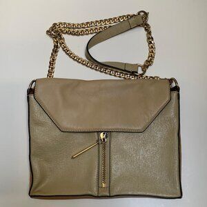 Pour La Victoire Cream and Tan Leather Crossbody Bag